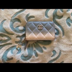 Chanel Ombré Pastel Blue Zip Coin Purse